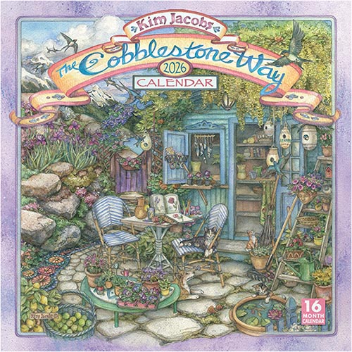 Cobblestone Way Calendar, Kim Jacobs, Watercolor, Calendar, Cats,